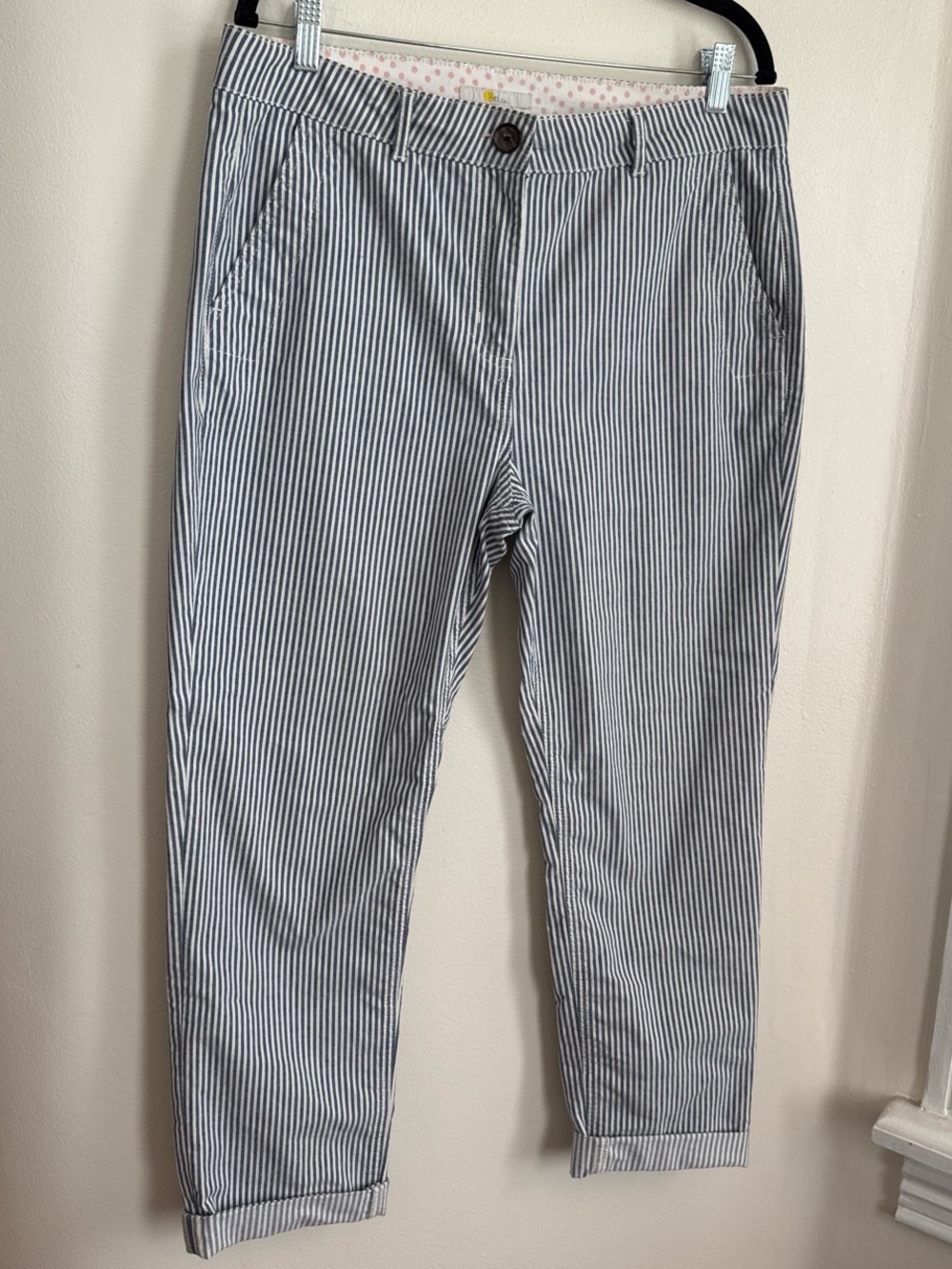 Boden Navy and White Pinstripe Chino Pants